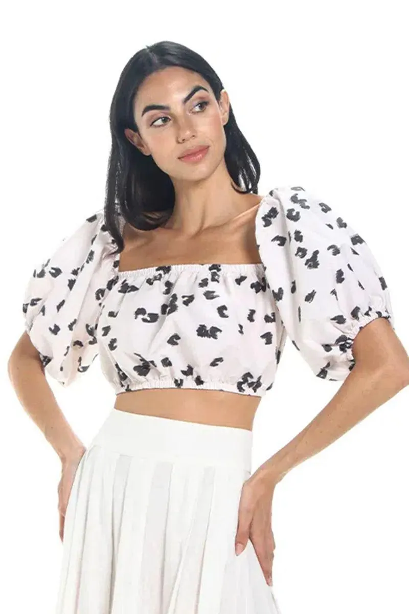 Top estampado beige para mujer cardo