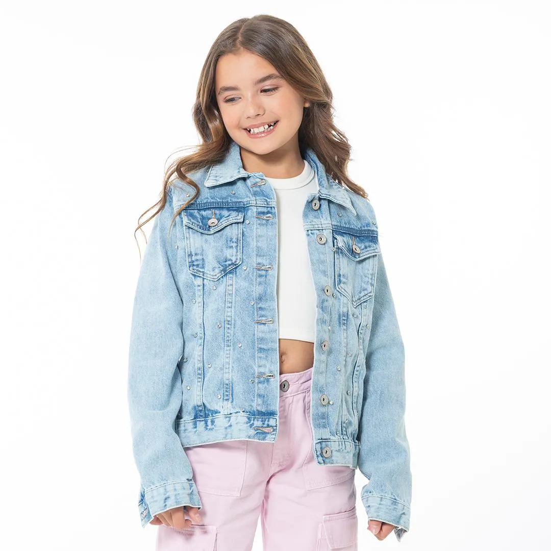 DENIM JACKET FOR GIRLS WITH RHINESTONES