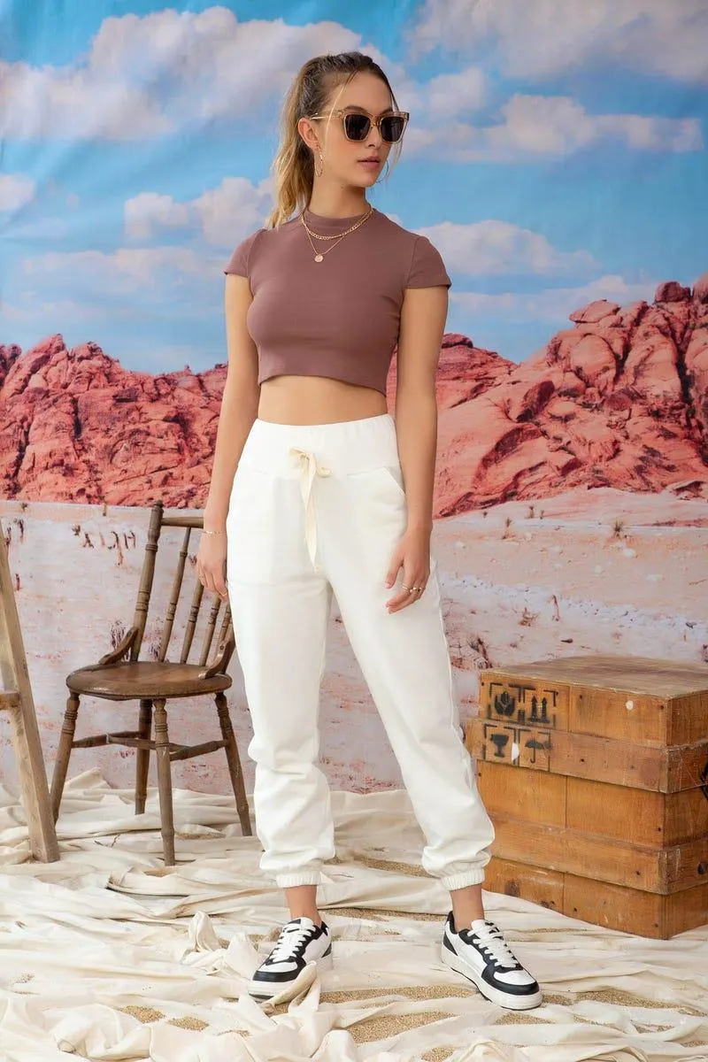 JOGGER BOTA TUBO Marfil