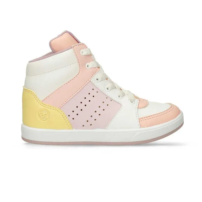 Tenis Casuales Blanco-Palo De Rosa Bubblegummers Prima Niña