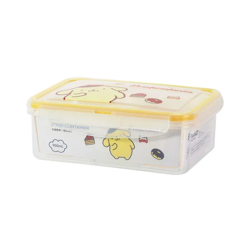 Contenedor Rectangular con Cuatro Hebillas 900 Ml Pompompurin Sanrio