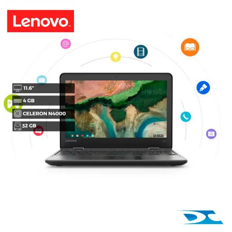 Portátil Chromebook 300e Lenovo Celeron N4020 4GB 32GB 116 Chrome OS Touch