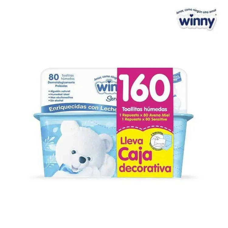 TOALLITAS RECIEN NACIDO X160UNI + CAJA WINNY