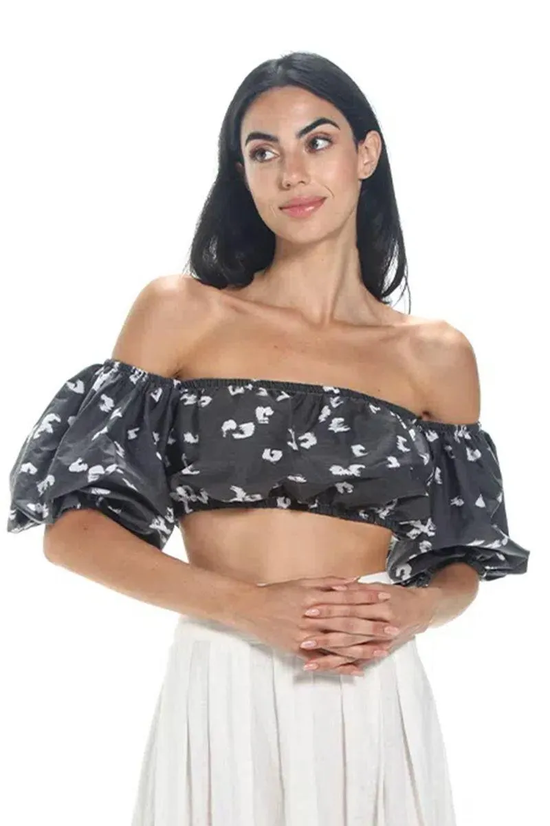 Top estampado negro para mujer cardo