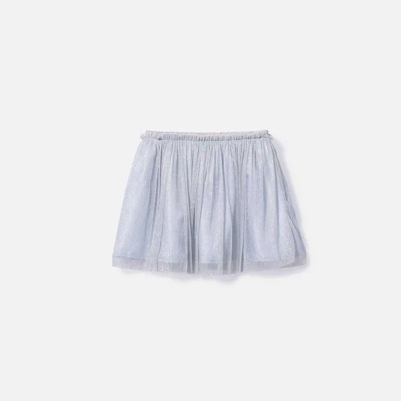 Falda Mic corta plateada para niña