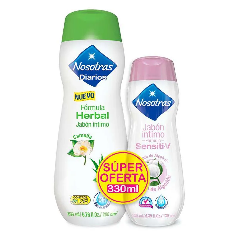 Oferta Jabón Íntimo Nosotras Herbal 200 Ml + Jabón Sensitive 130 Ml