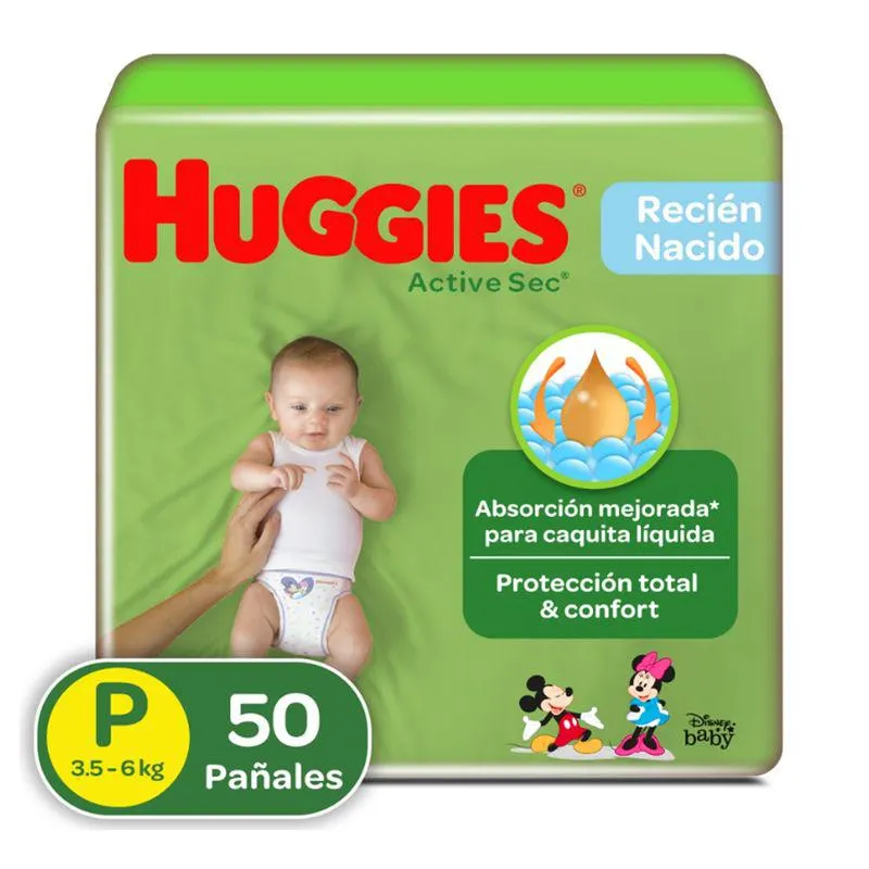 Panal Huggies Active Sec Talla P Pqte X 50 Und