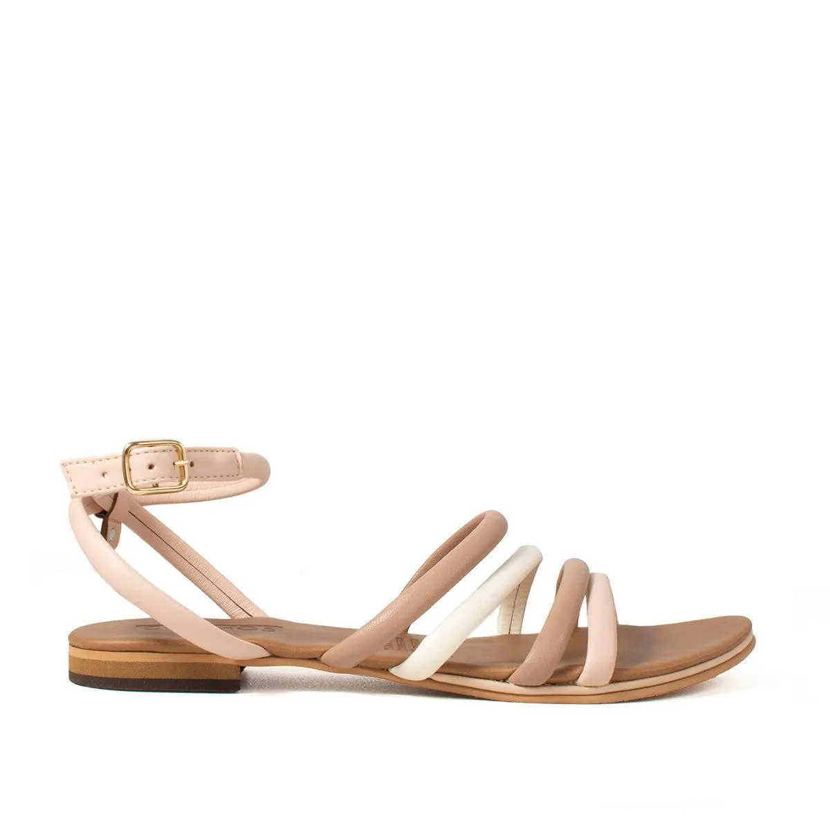 Sandalia plana baja color rosado con correa, para dama