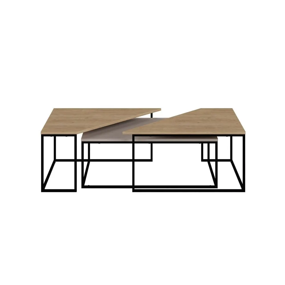 Set * 2 Mesas De Centro Monaco Melanina Natural/Taupe