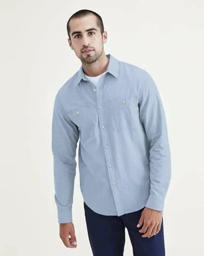 Camisas Dockers 2-Pocket Workshirt,Regular Fit Hombre Azules | ZXLNY9835