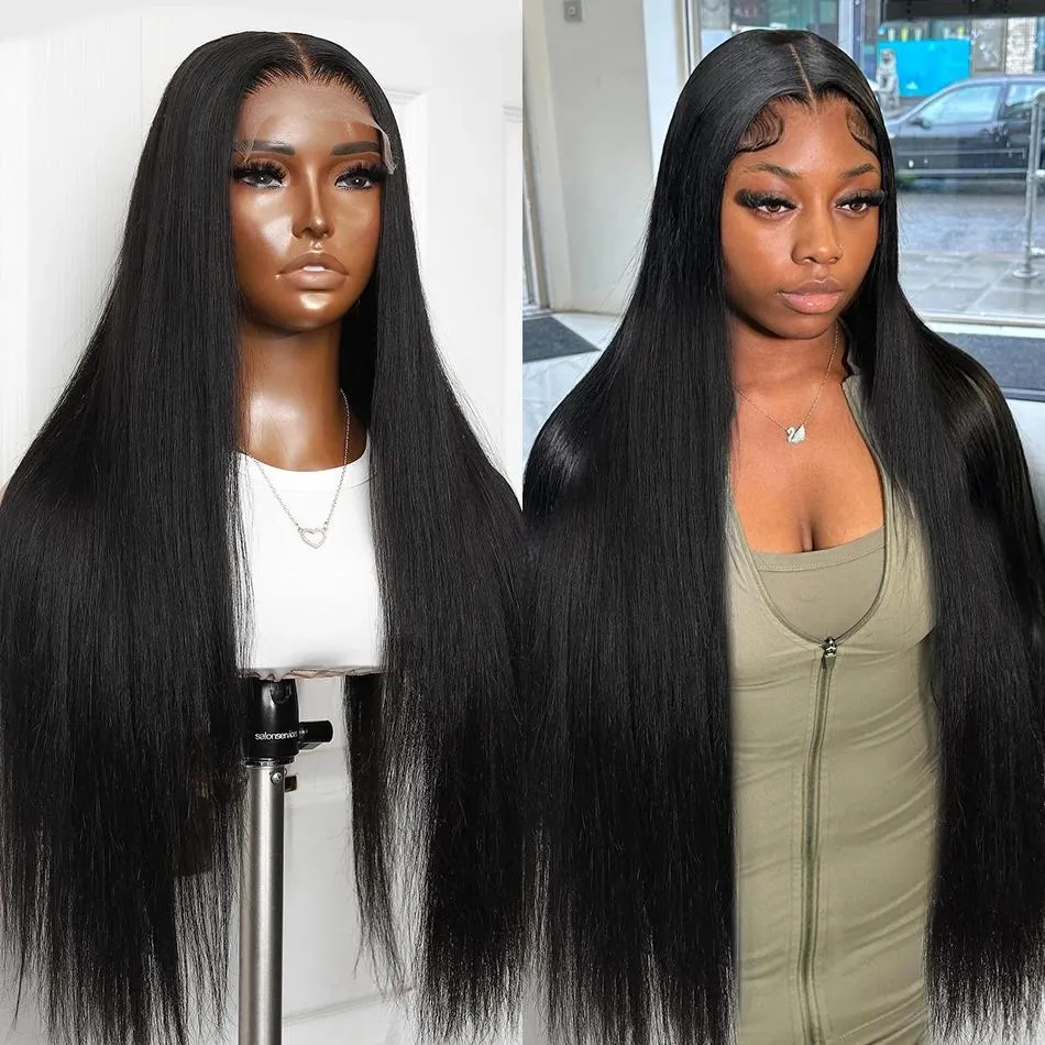 Parrucca anteriore in pizzo dritto con osso parrucche brasiliane Remy per capelli umani 13x4 HD parrucca frontale in pizzo trasparente 250 densità Pre pizzicata