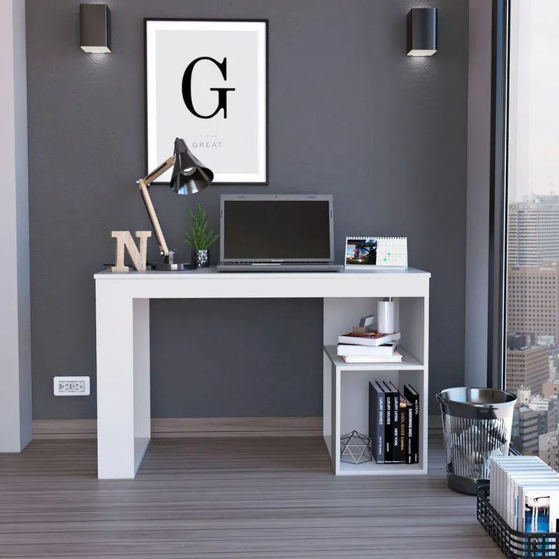 Escritorio Connie, Blanco, Diseño Moderno Con Dos Entrepaños