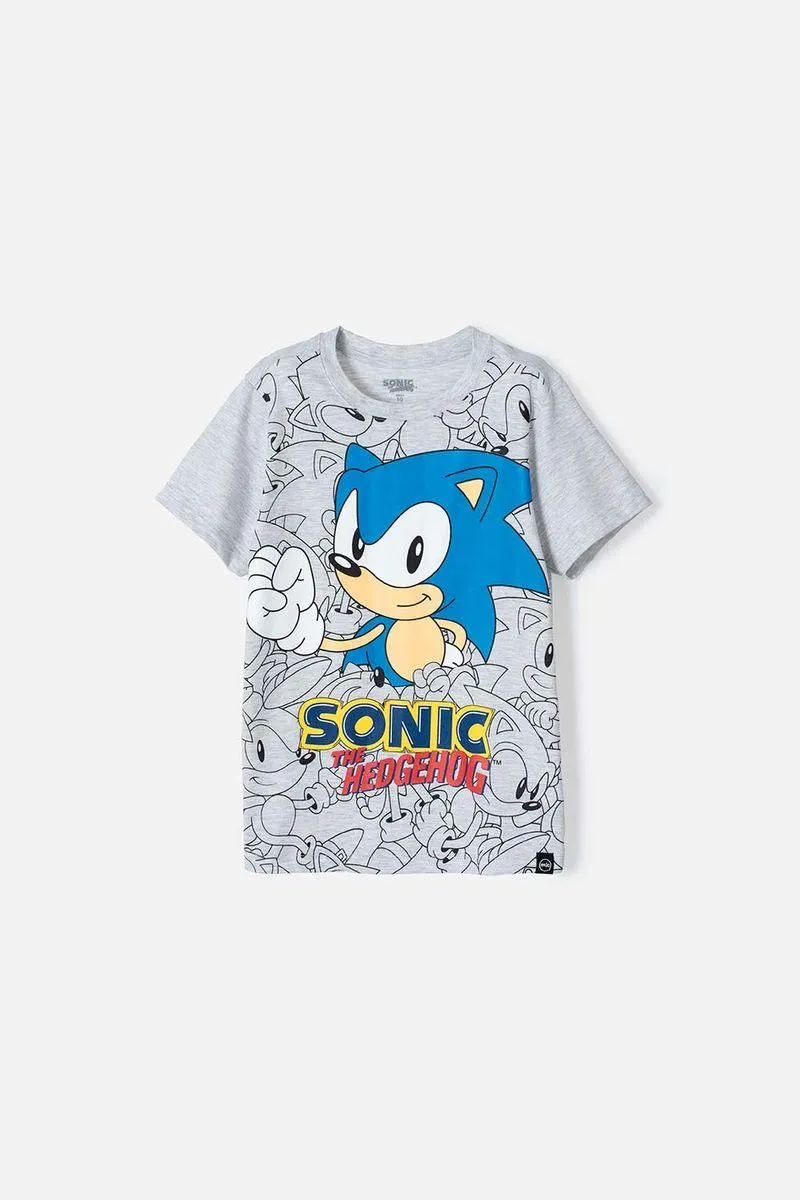 Camiseta de Sonic con cuello redondo blanca para niño
