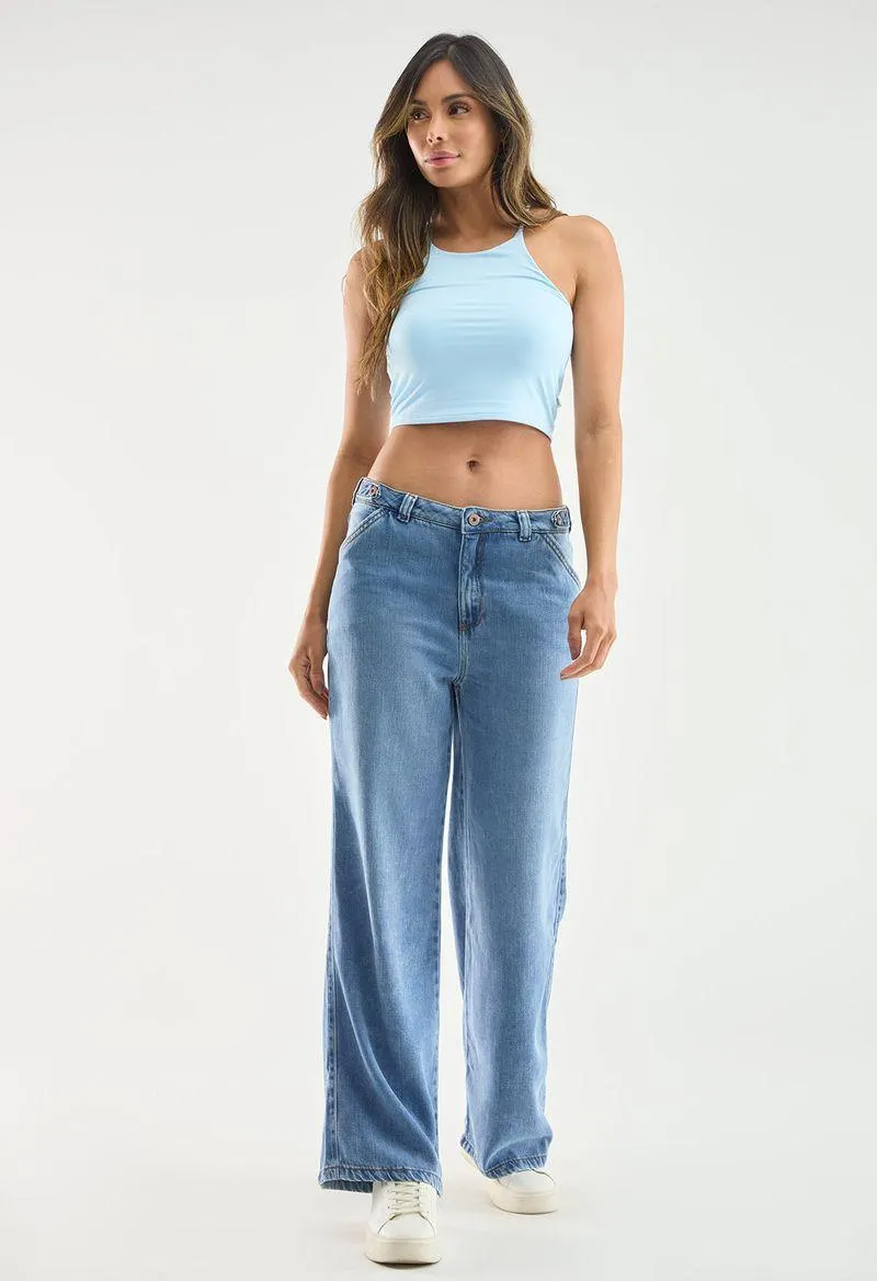 Retrojean tiro medio con charreteras