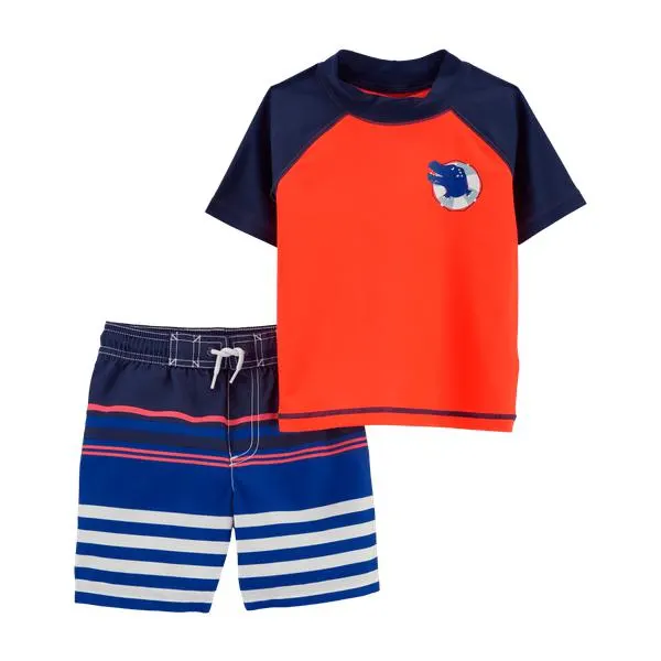 Vestido de Baño 2 Piezas Camiseta y Short Azul Carter's Niños