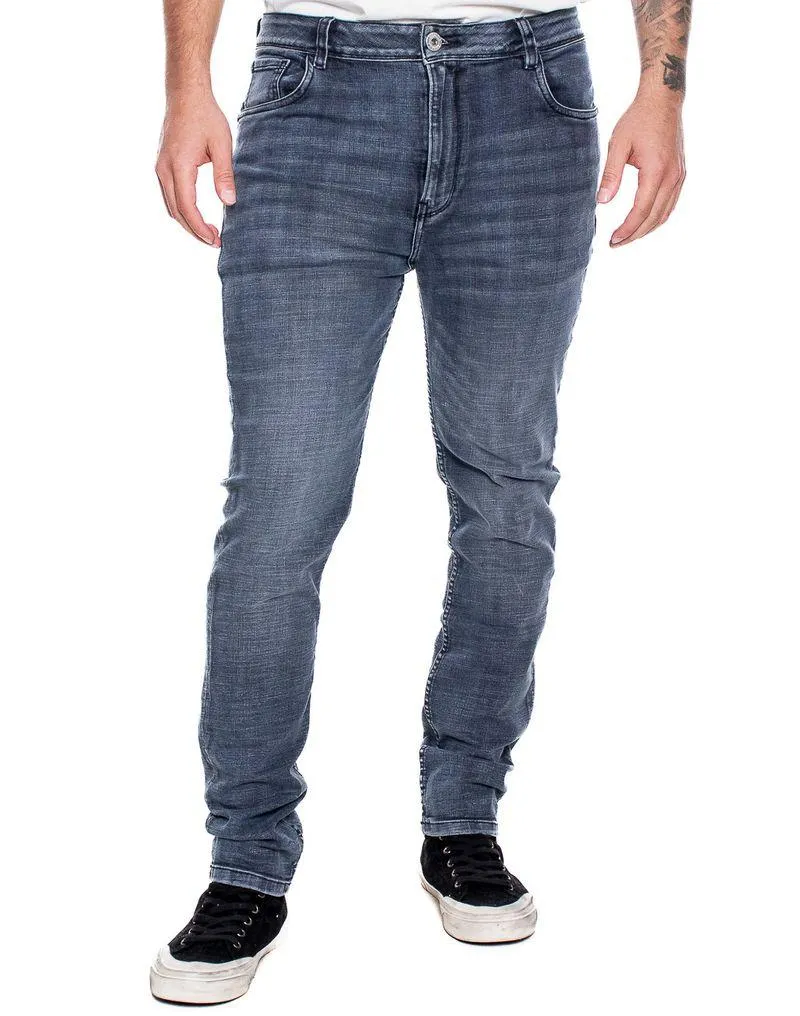 Slim Fit Jeans Tono Oscuro Con Desgastes