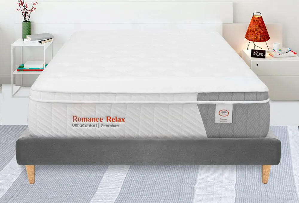 Combo Colchón Ultra Confort Premium + Base Cama SIF Plomo