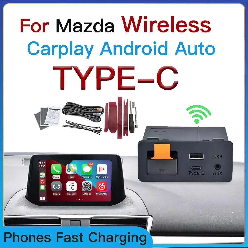 Wireless type-c CarPlay Android Auto Adapter UBS Hub OEM for Retrofit Mazda 2 3 6 CX3 CX5 CX8 CX9 MX5 Demio Miata TK78669U0C Kit
