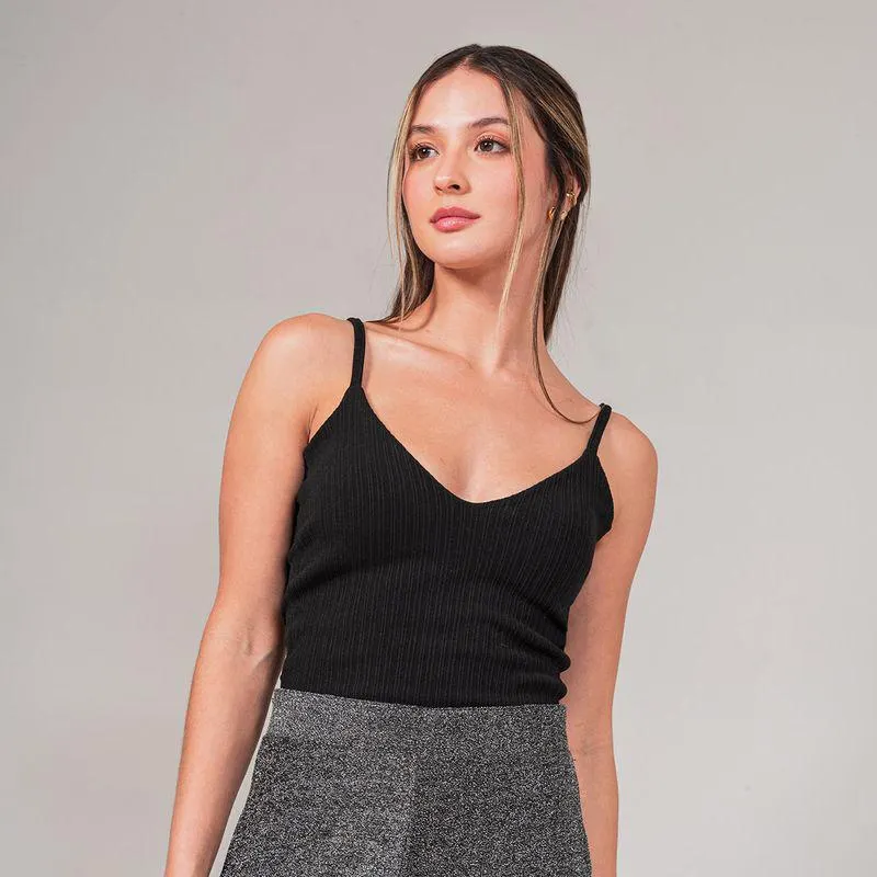 Blusa Ajustada Corta Tiras Creada