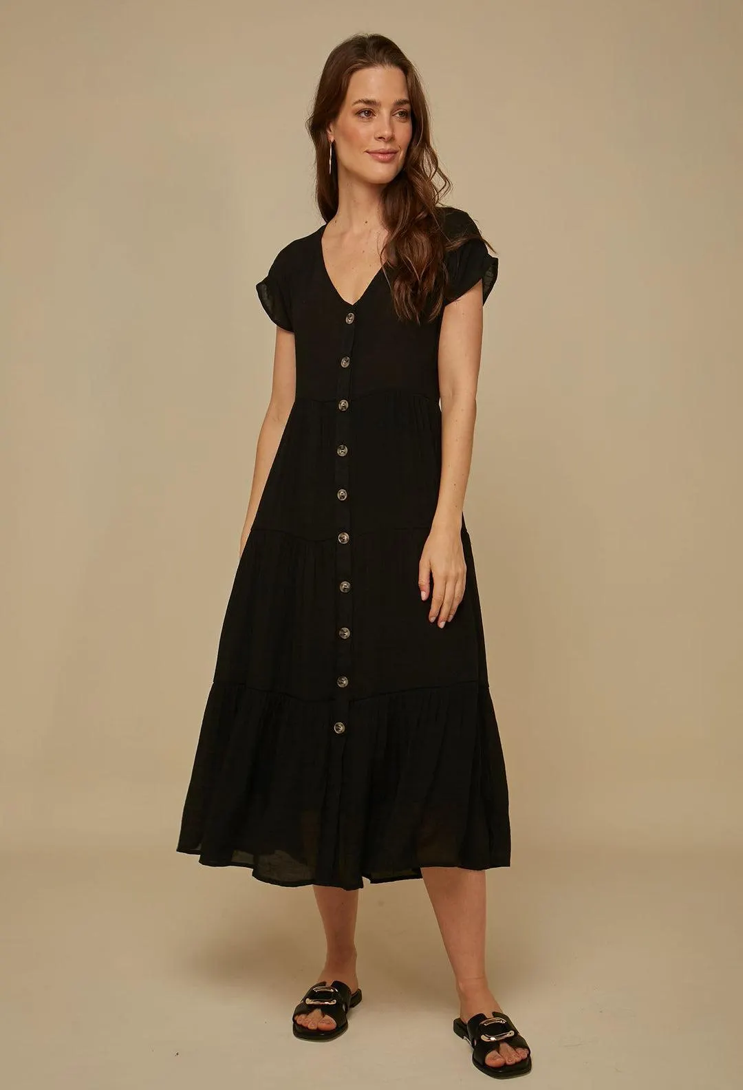 Vestido Midi Botones Mujer- SALE