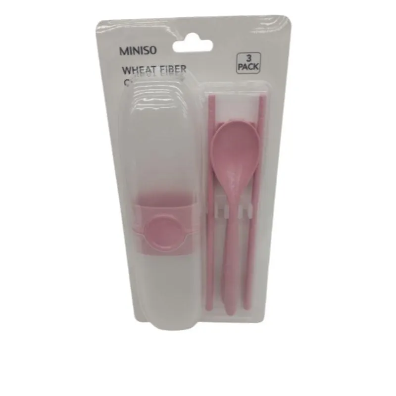 Set de 3 cubiertos con Estuche Plástico, Mediano, Rosa