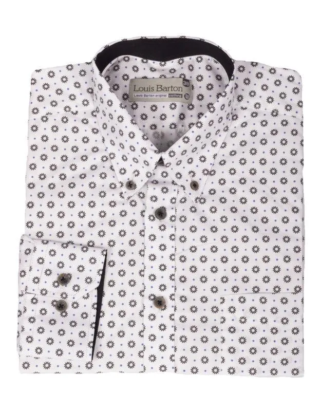 Camisa Manga Larga Estampado Flores Negras Circulares – Moldería informal