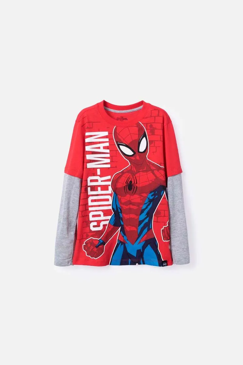 Camiseta The Spiderman, manga larga roja para niño