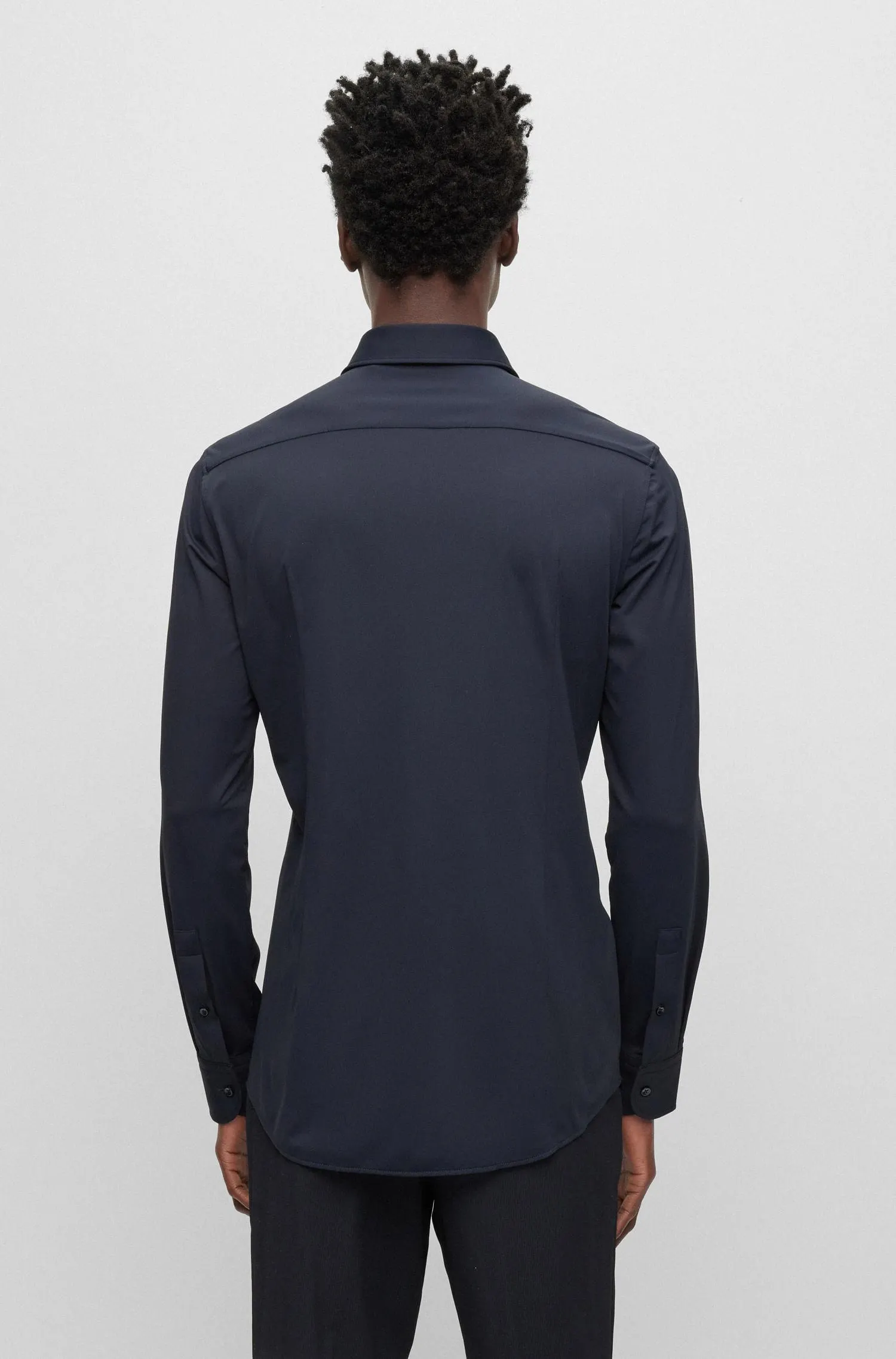 Camisa Slim Fit Con Elástico Hecho En Italia Hombre