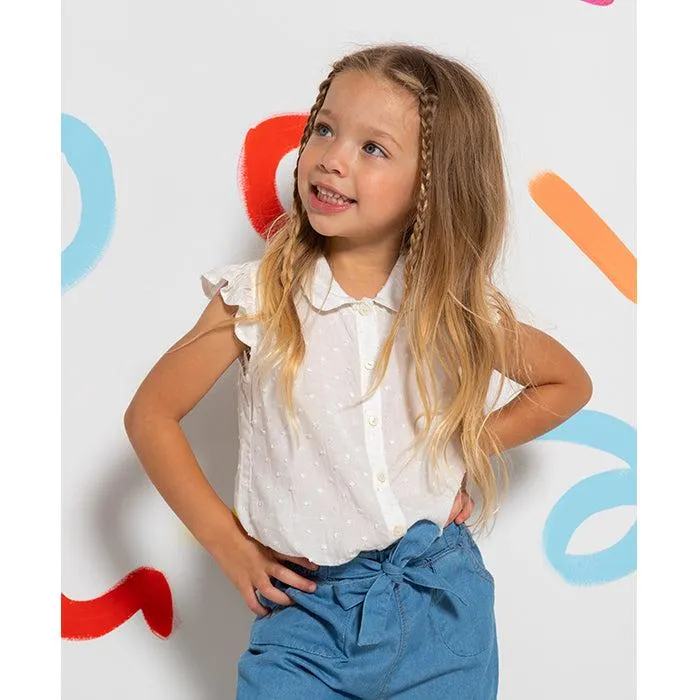 Blusa manga sisa Alicia marfil para bebé niña