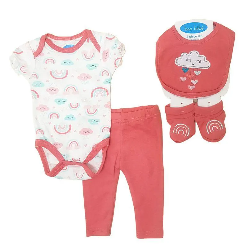 Set Body Pantalón 4 Piezas Bebé Niña Talla 0-3M