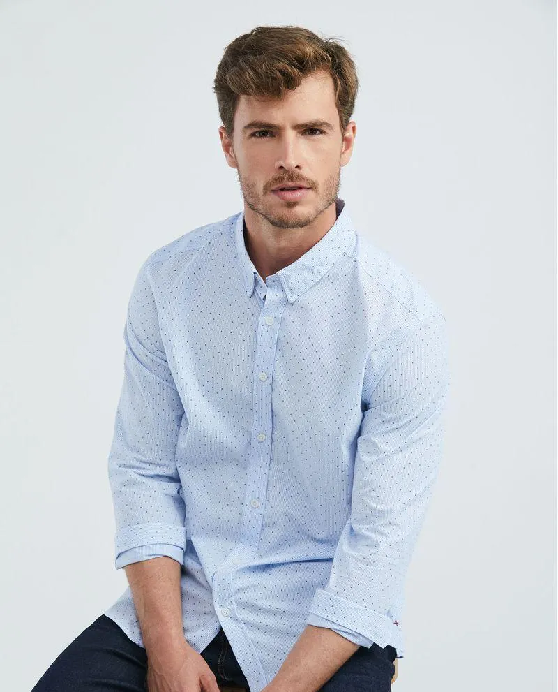 Camisa de Hombre, Classic Fit Manga Larga - Mini Print