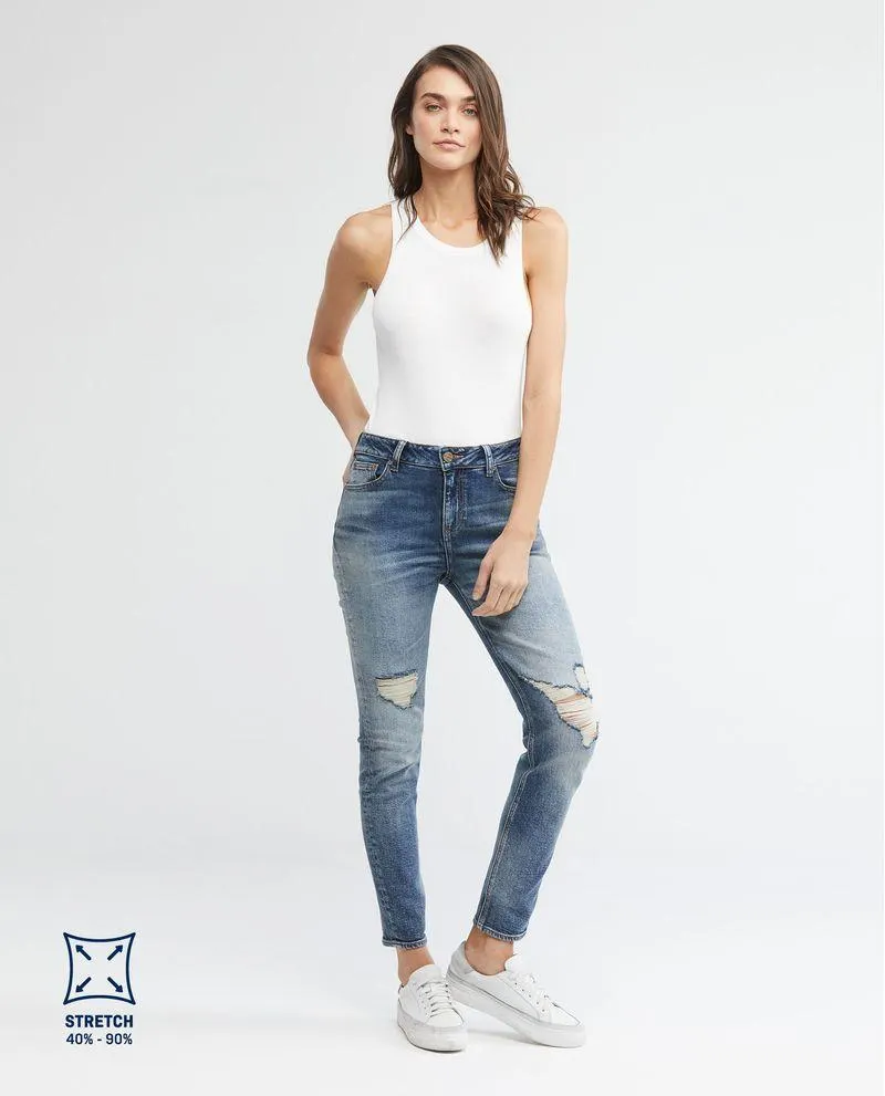 Jean de Mujer High Rise, Cosmo, Bota Skinny - Heritage Azul Medio