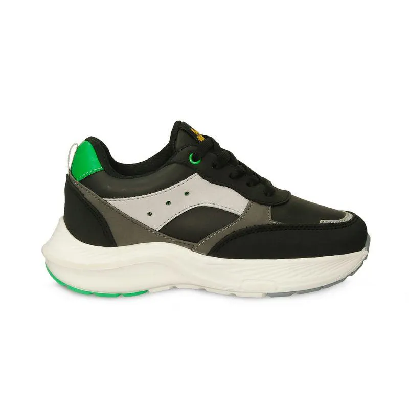 Tenis Casuales Negro-Verde Bubblegummers Quisu Niño