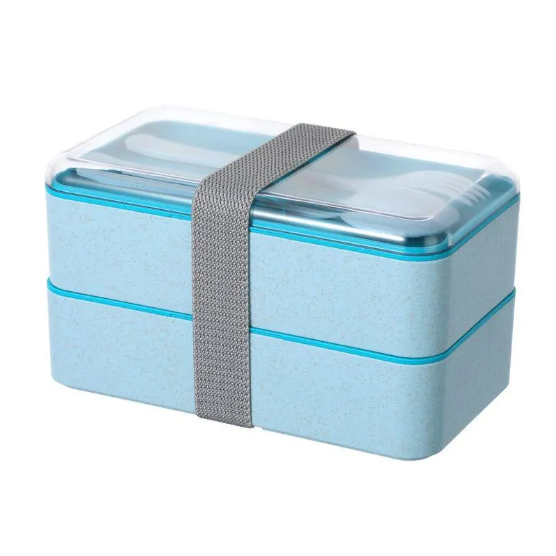 Contenedor Para Lonchera, De Doble Capa, 1000 Ml, Azul