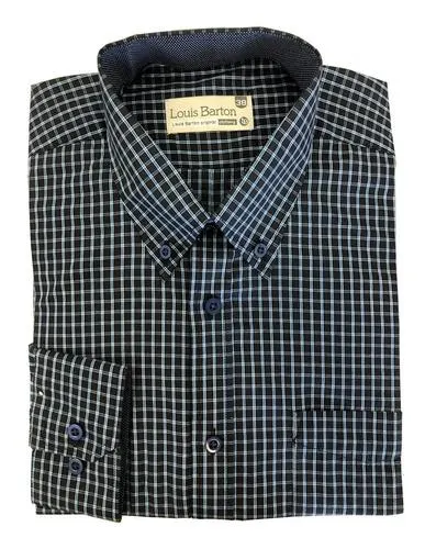 Camisa Manga Larga Cuadros Azul Oscuro Y Azúl Eléctrico – Moldería informal