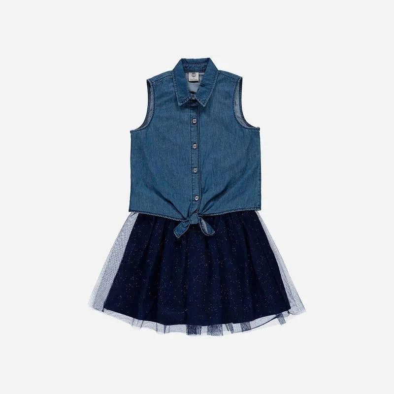 Vestido de niña, dos piezas azul de Mic