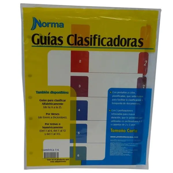 Separadores Norma Guías Clasificadoras Tamaño Carta