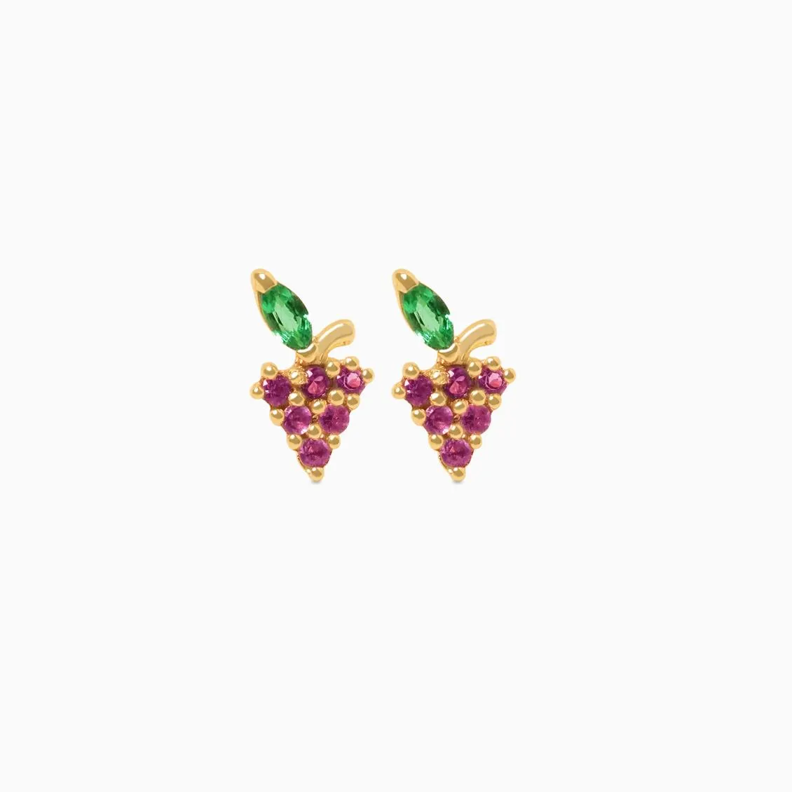 Aretes en oro amarillo de 18K uvas