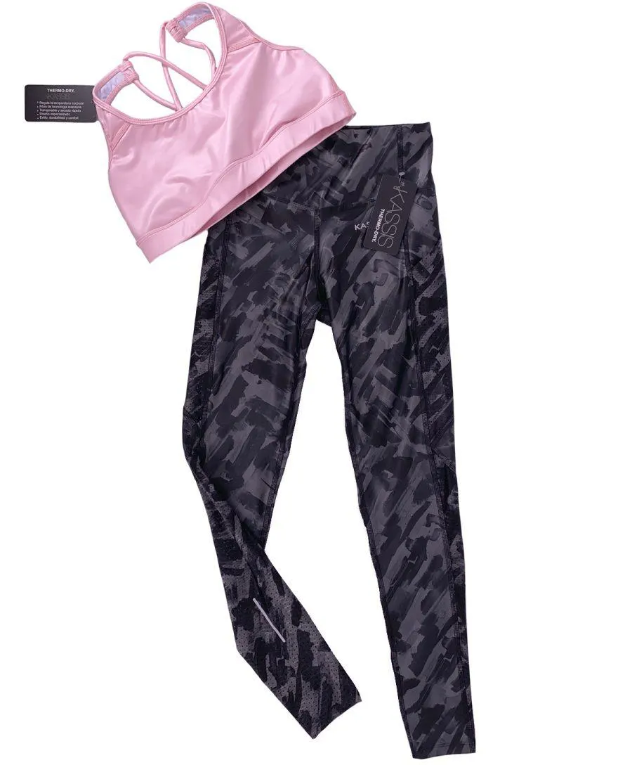 SET TOBILLERO PEPPER GRAY + TOP ROSADO