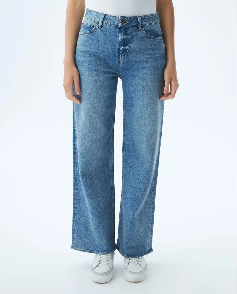 Jean de Mujer Wide Leg, Bota Relaxed - Azul Medio