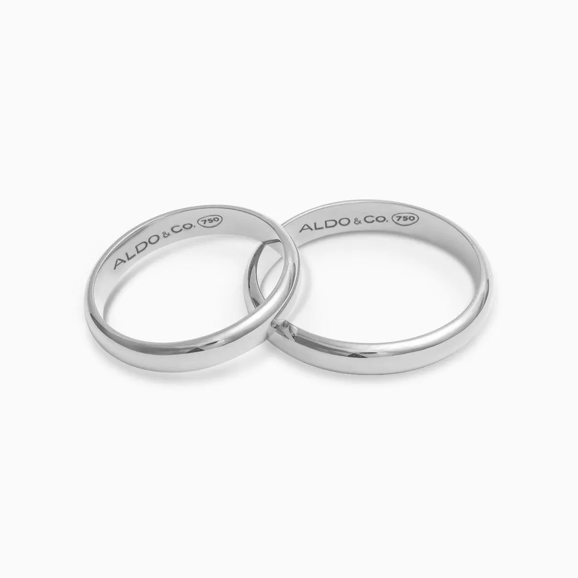 Alianzas matrimoniales en oro blanco de 18K