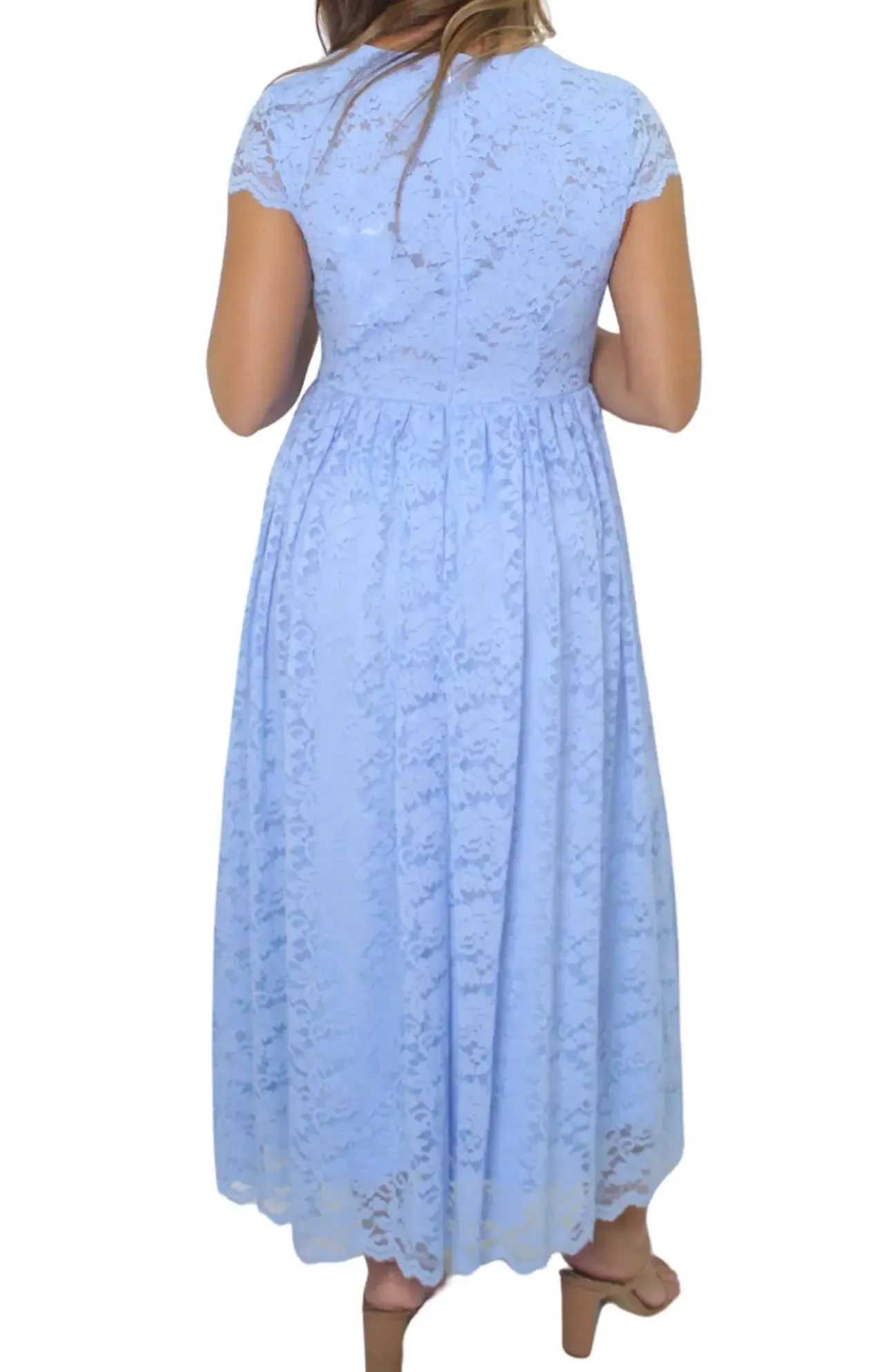 Vestido Romantico Azul en Encaje