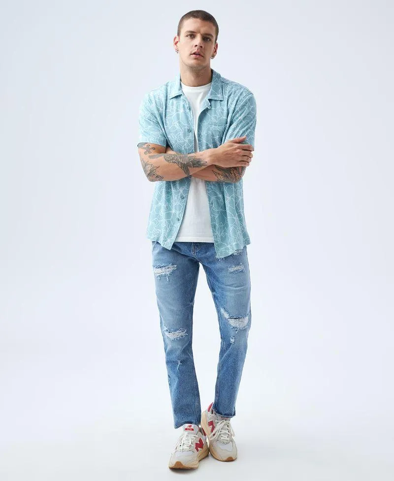 Camisa con estampado floral para hombre