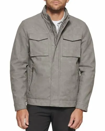 Chaquetas Dockers Faux Cuero Military Jacket,Regular Fit Hombre Gris | UBQNY5930