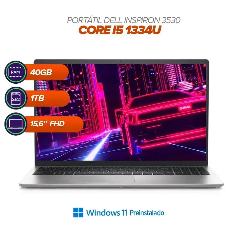 Portátil Dell Inspiron 3530 / Intel Core i5 1334U / 40GB RAM / 1TB SSD / 15.6” FHD