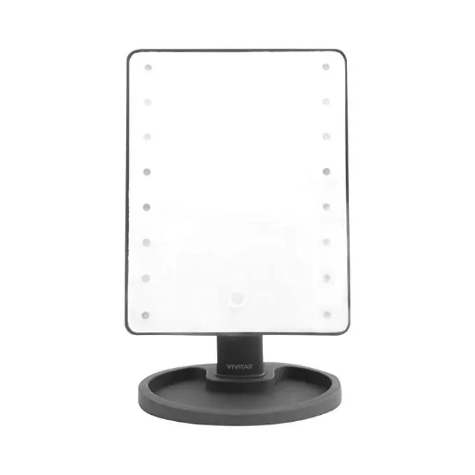 Espejo de lujo con luces 16 LED y pantalla tactil Rota 180 grados Negro