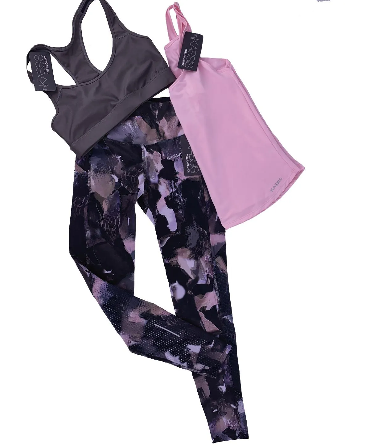 KIT SHAPE BROWN + TOP GRIS OSCURO + BLUSA ROSADA