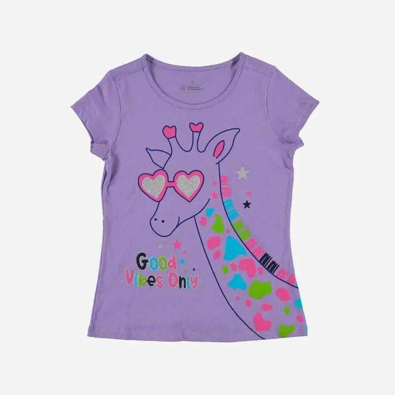 Camiseta de Mic manga corta lila para niña