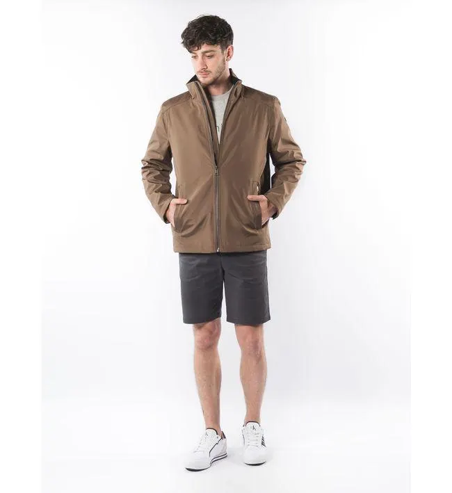 Chaqueta Chocolate Manga Larga Con Cremallera Y Logo Hombre