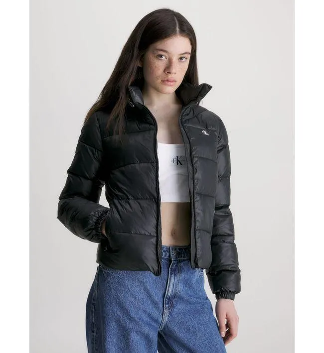 Chaqueta Negro De Plumas Nailon Reciclado Con Ajuste
